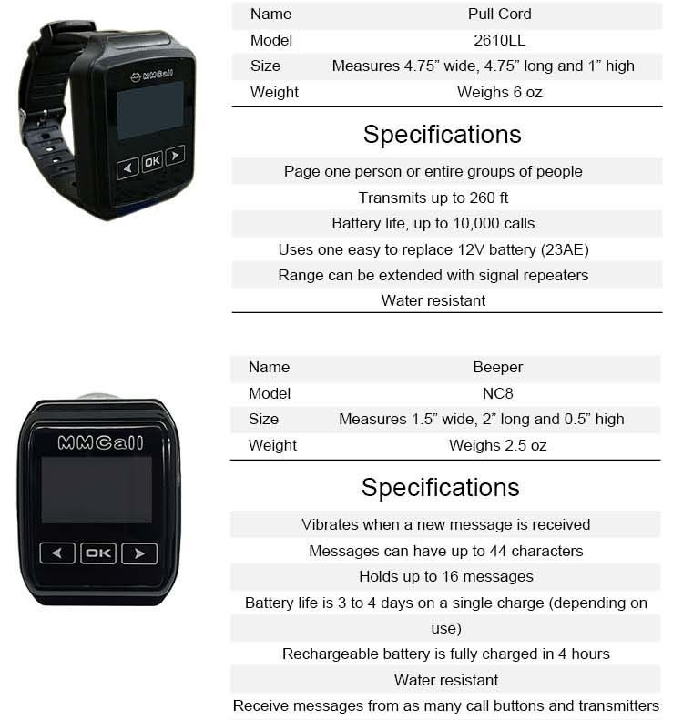 MMCall Wireless Paging System  for Table Call Watch Pager