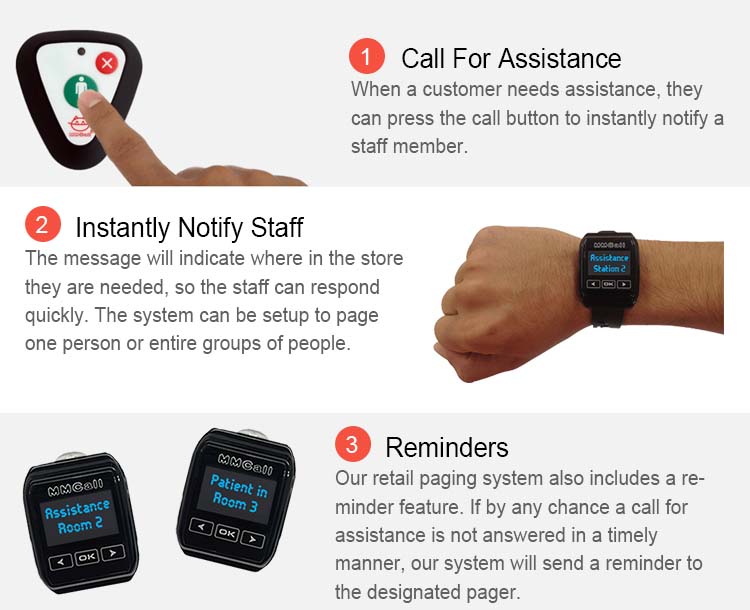 MMCall Wireless Paging System  for Table Call Watch Pager