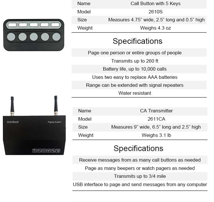 MMCall Wireless Paging System  for Table Call Watch Pager